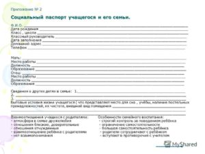 Сведения о семье ученика образец