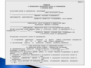 Сообщение о последствиях несчастного случая на производстве форма 8