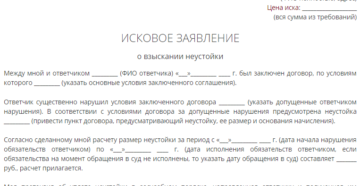 Бланк исковое заявление в суд о невыполнении обязательств по договору